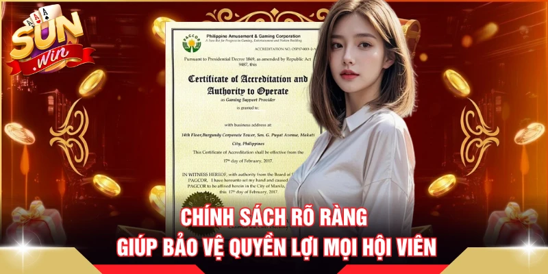 Giấy phép hoạt động SUNWIN giúp đảm bảo tính minh bạch